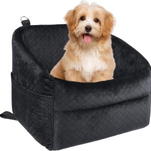 GL GLENSLAVE Dog Car Seat for Small Dogs, Upgrade Dog Booster Seat,Detachable and Washable Pet Car Seats with Thick Cushion Safety Leash and Storage Pockets