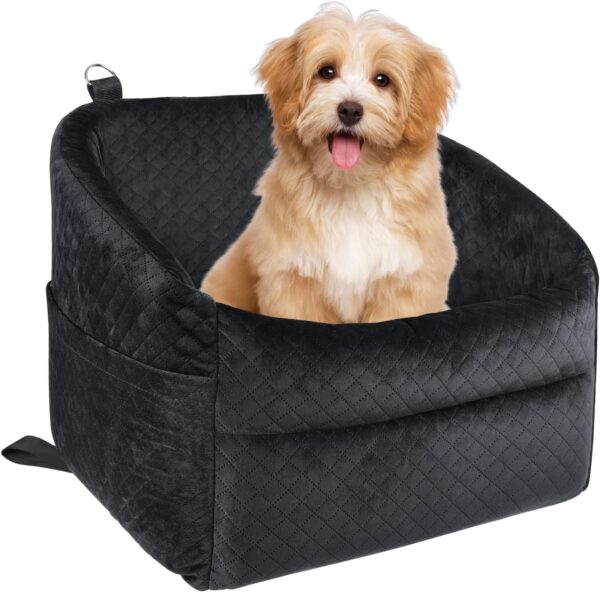 GL GLENSLAVE Dog Car Seat for Small Dogs, Upgrade Dog Booster Seat,Detachable and Washable Pet Car Seats with Thick Cushion Safety Leash and Storage Pockets