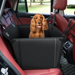 KYG Extra Stable Dog Car Seat Waterproof Dog Car Seat for Dogs Non-Slip Pet Car Seat Scratch Proof Car Seat for Dogs Large-with 4 Fastening Straps Dog Car Seat for Back Seat-up to 26 KG