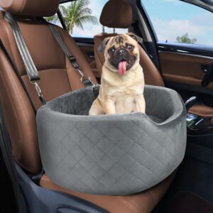 Dog Car Seat, Car Dog Seat for Small Medium Sized Dogs, Dog Booster Seat with Clip-On Safety Leash and Memory Foam Filling, Car Dog Travel Bed for Back and Front Seat