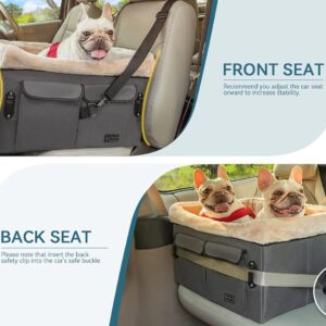 Petsfit Dog Car Seat, Upgraded Dog Booster Seat for Medium Dogs or 2 Small Dogs, Pet Travel Car Booster Seat for Front and Back Seats with Washable Double-Sided Cushion and 2 Safety Leashes