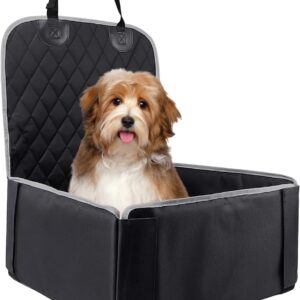 ADOV Dog Booster Car Seat Cover, Waterproof Dog Car Crate for Small to Medium Dogs, Extra Stable Reinforced Walls and Scratch Proof Pet Travel Carrier Cage, Non-Slip Front or Back Seat Protector