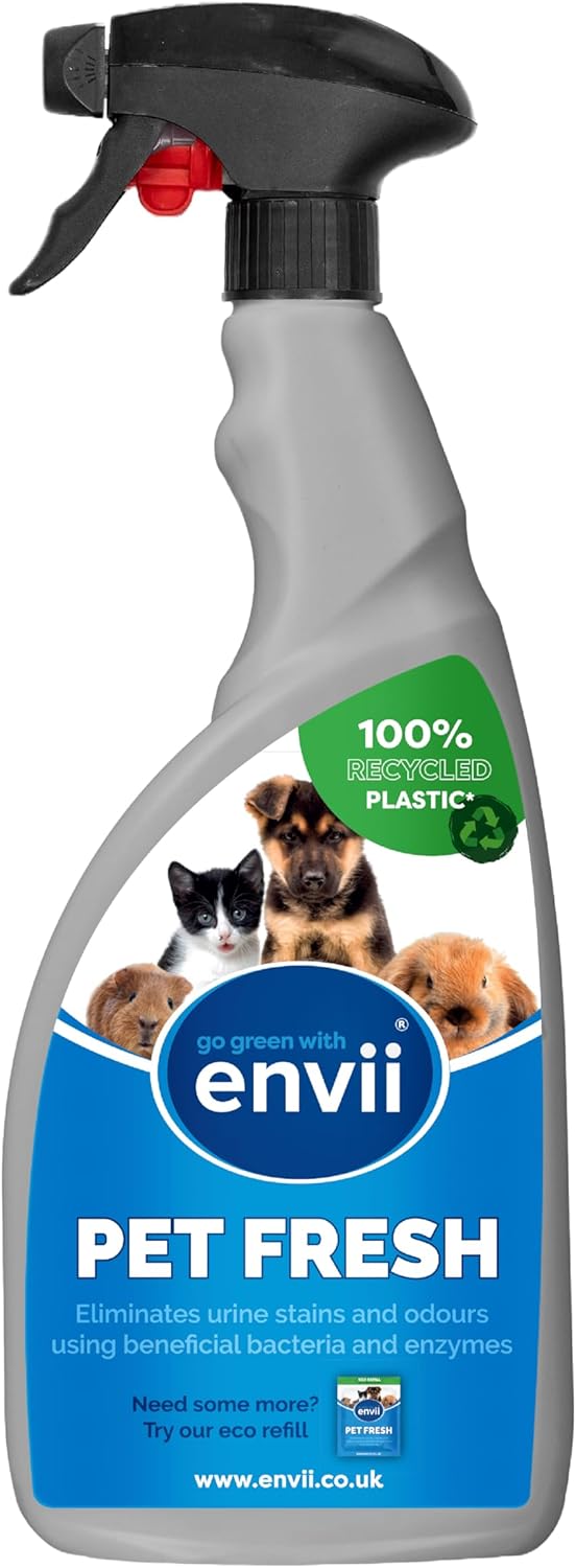 Envii Pet Fresh – Effective Pet Urine Stain & Odour Remover, Strong Enzymatic Deodoriser & Natural Cleaner for Dog & Cat Urine, Faeces & Stains – 750ml Carpet Cleaner for Pets