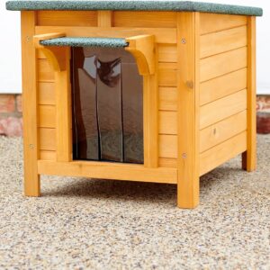 FeelGoodUK Wooden Hide House Cat Rabbit Shelter Shade Small Animal 42 w x 51 d x 42 h