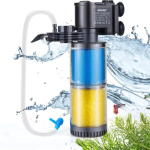 Weipro Internal Fish Tank Filter, 2-Stage Biochemical Sponge Filtration System, 5W Adjustable Water Flow Submersible Aquarium Filter Pump for 30l~80l Tropical Fish Tank, TH280A(330L/H)