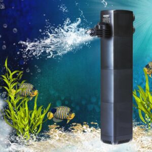 Weipro Internal Fish Tank Filter with 3-Stage Filtration, Strong Suction, 10W Adjustable Submersible Aquarium Filter Pump for 60~120 Litres Tropical Fish Tank, TC-900C(600L/H)