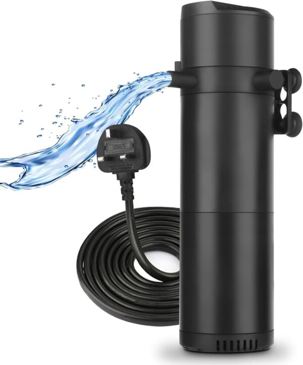 ITIY Aquarium Internal Filter for 50-200L Tanks, Adjustable 12W 800L/H Fish Tank Filter with Dual Water Outlet & Aeration