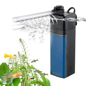 Weipro Internal Fish Tank Filter, 4W Adjustable Water Flow Submersible Aquarium Filter Pump for 15l ~ 40l Tropical Fish Tank, Include Spray Bar and Venturi to Add Oxygen, TE-200(250L/H)