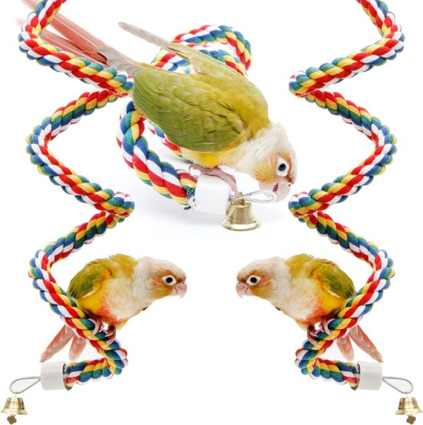 Youngever 2 Pack Birds Toys, Bungee Bird Toys, Bird Perch