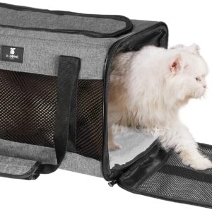 X-ZONE PET Airline Approved Soft-Sided Pet Travel Carrier for Dogs and Cats (Medium, Grey)