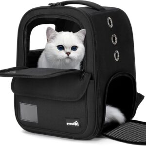 pecute Cat Carrier Backpack, Breathable Pet Carrier With Multi-entrance, Front Pack for Kitten, Puppy, Small Dogs, Pet Carrier bag for Travel, Hiking