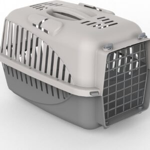 Crossland Pet Carrier with Plastic Door, Versatile Dog and Cat Carrier for Safe and Comfortable Travel, Airline Approved, Pet up to 6 KG (Light Grey, 46.5x32x32)