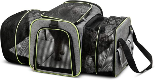 ALLSOPETS Foldable Cat Dog Carrier Bag Expandable Breathable Mesh Pack for Pets Travel Carrier for Small Medium Dogs Fat Cats Puppy Grey