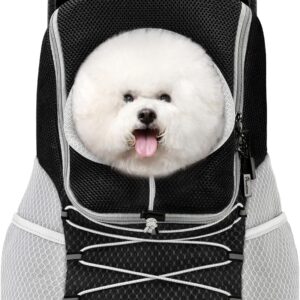 Pawaboo Pet Dog Carrier Backpack Small Size, Small Puppy Dog Travel Carrier Front Pack, Small Breathable Dog Small Carrying Backpack with Safety Strips, Black