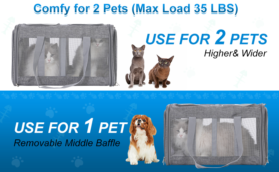 Large Cat Carrier for 2 Cats Usage and Storage Higher Wider