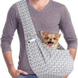 AOTWAN Puppy Sling Dog Sling Puppy Carrier for Small Dogs Reversible Dog Carrier with 2 Pocket Dog Slings for Small Dogs Puppy Carrier Sling for Walking Subway Travel(Light Gray)