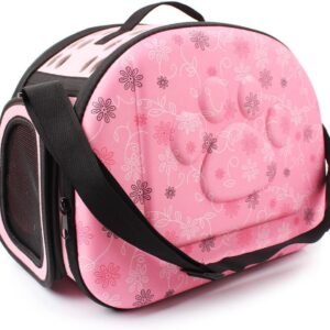 Breathable Folding Outdoor Pet bag for Dog Cat Comfort Travel Medium Size Pet Carrier (Pink)