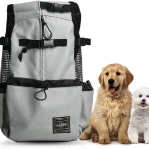 Woolala Light Weight Pet Carrier Backpack for Small and Medium Dogs, Veterinarian Approved Safe Bag for Travel - Easy Take Space Saving - Grey L