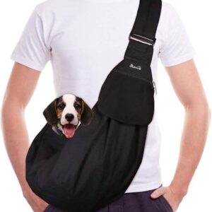 SlowTon Pet Carrier, Doggie Watrproof Cat Hand Free Sling Carry Dog Papoose Carrier Adjustable Padded Shoulder Strap Tote Bag with Front Pocket Safety Belt Outdoor Traveling Puppy Carrying