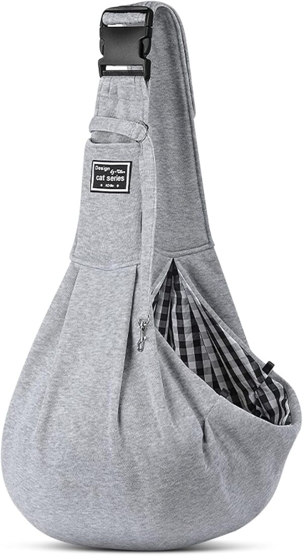ALLSOPETS Pet Carrier Bag Dog Carrier Sling Reversible Puppy Carrier Purse with Storage Pocket Hand-Free Pet Sling Carrier for Carry Small Dogs Cats Suitable for Travel Outdoor (Light Grey)