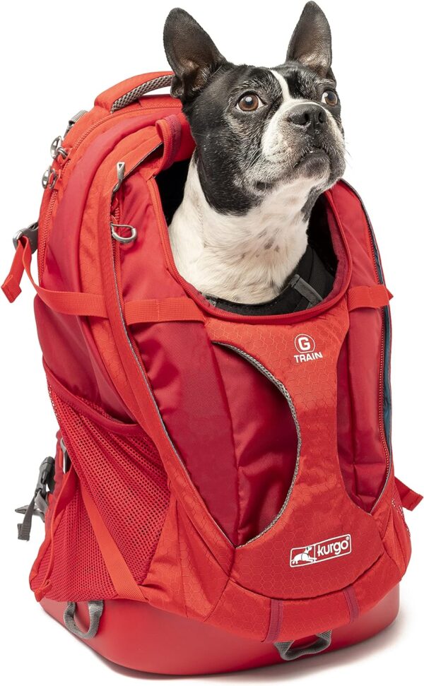 Kurgo G-Train Pack, Carrier Backpack for Small Dogs and Cats, Ideal for Hiking or Travel, Waterproof Bottom, Chili Red