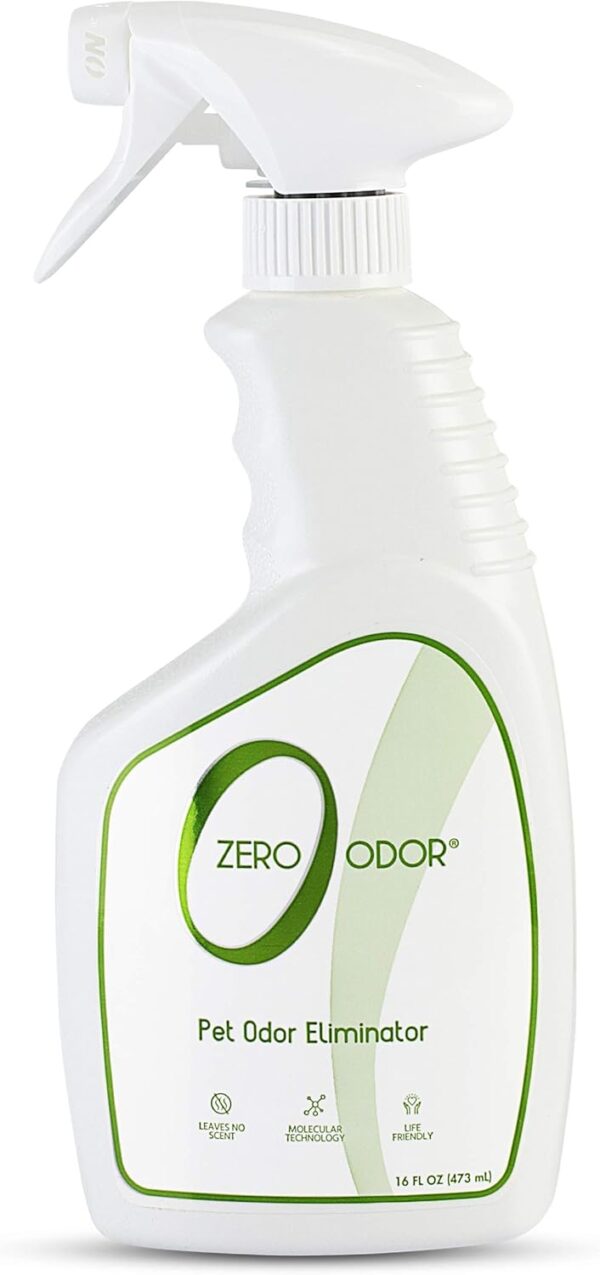 Zero Odor Pet Odor Eliminator - Air Cleaner, Purifier & Deodorizer - More Than an Air Freshener - Actually Eliminates Odors at a Molecular Level - Trigger Spray (16 ounces)