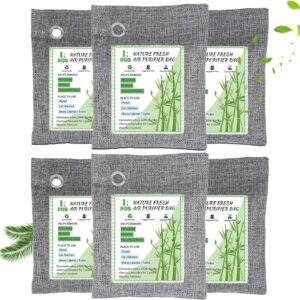 Nature Fresh Air Purifier Bags, Activated Charcoal Air Purifying Bag,Moisture Absorber,odor eliminator,Natural Car Air Freshener,Shoe Deodorizer,Odor Eliminators For Home, Pet, Closet (200g*6)