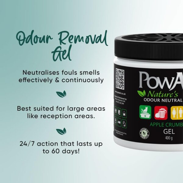 PowAir Gel Natural Odour Neutraliser - Lemongrass Fragrance - Effective Home Odour Eliminator with Natural Essential Oils (400g)