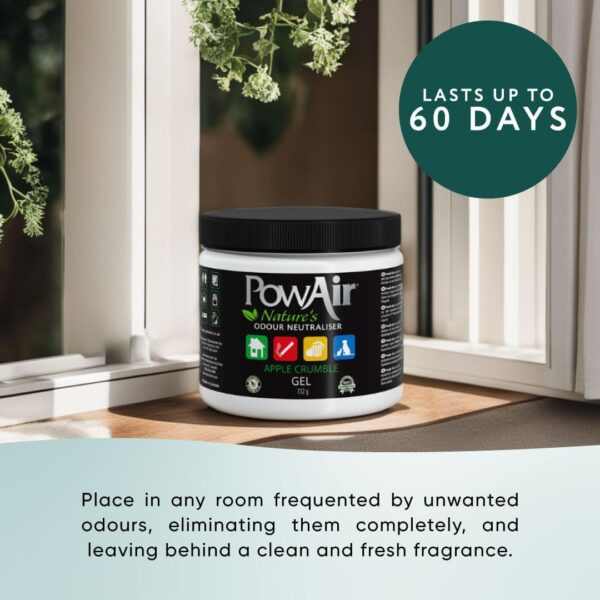 PowAir Gel Natural Odour Neutraliser - Lemongrass Fragrance - Effective Home Odour Eliminator with Natural Essential Oils (400g) - Image 2