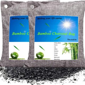 Bamboo Charcoal Bags, Odour Eliminator, Car Air Fresheners, Odour Neutraliser Activated Charcoal, Air purifying Bags for Home, Bedroom, Fridge, Pet, Car, Kitchens and Office (2 Pieces*500g)