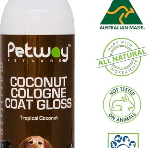 Petway Petcare Coconut Cologne Coat Gloss for Dogs and Puppies, Natural Cologne Spray with Coconut for Conditioning, Dog Gloss with Deodoriser, Pet Odor Eliminator and Dog Grooming Spray, 250ml