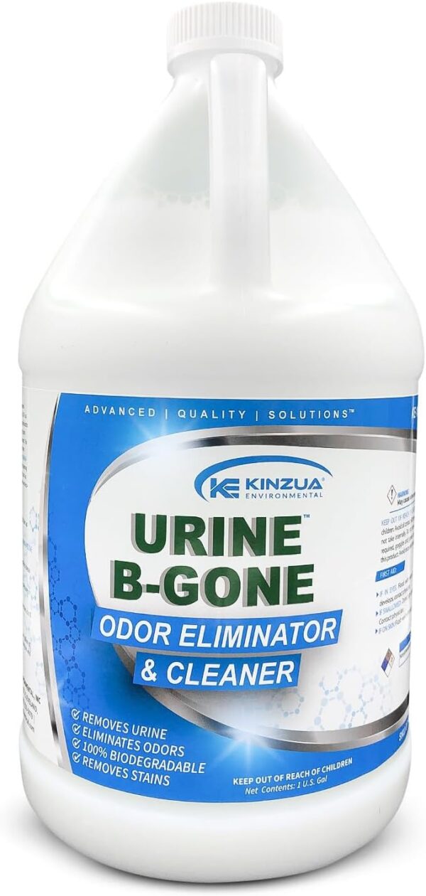 KINZUA ENVIRONMENTAL Urine B-Gone, Professional Enzyme Odor Eliminator & Pet Stain Remover, Human, Cat & Dog Urine Cleaner, Effective on Laundry, Carpets & More (3.79Liter (Pack of 1), Original)