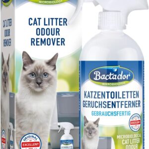 Bactador Cat Litter Odour Remover Spray 500ml - Biological enzyme cleaner as a ready-to-use solution against cat urine, animal odors, sweat - For household & animal environment