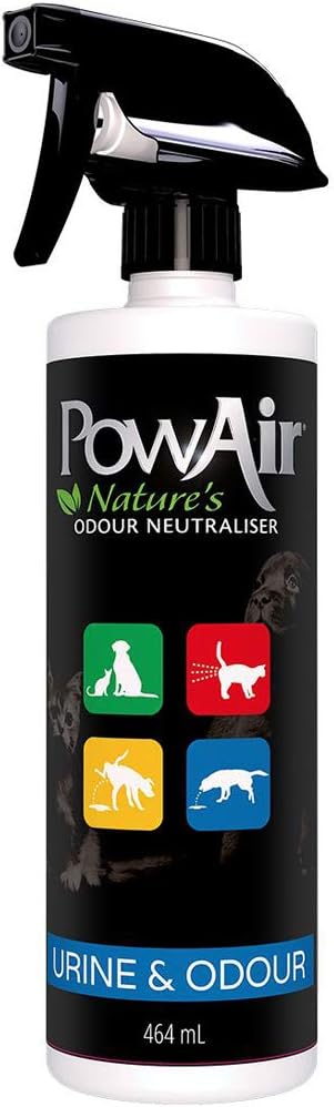 PowAir Urine and Odour Spray – Dual Action Enzymatic Formula - Eliminate Odours Including Cat and Dog Urine – 464ml