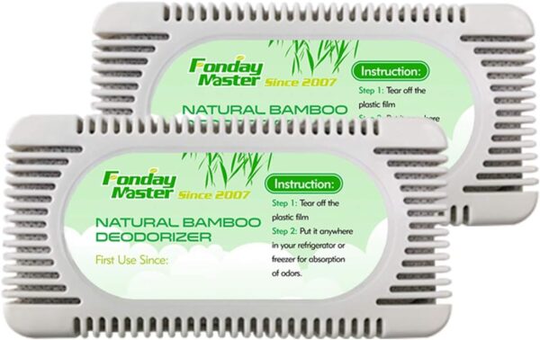 Fonday 2 Packs Refrigerator Deodorizer Odor Eliminator for Fridge Freezer Cooler & Lunch Boxes Natural Bamboo Charcoal More Effective Than Baking Soda