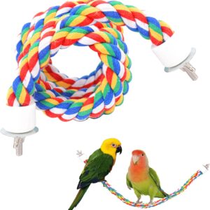 1PCS Rope Perch Bird Parrot Cotton Rope Stand Bird Rope Perch Coiled Rope for Parrot Cage Positionable Rope Perch for Parrot/Parakeet/Cockatiel Bungee Toy Comfy Colorful（80cm，31.5inch）