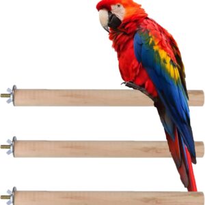 3pcs Bird Wood Perch Stick Stand Beak Paw Grinding Chew for Parrot Parakeet Cockatiel Lovebird Conure Cockatoo（0.8x7.08inch/ 2x18cm） (（0.8x7.08inch/ 2x18cm）)