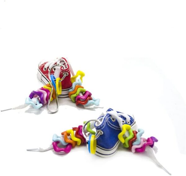2Pcs Bird Chewing Toys Funny Shoes Parrot Toys Mini Parrot Toys Parrot Cage Bite Toys Bird Swing Toys for Small Parrots (Random Color) - Image 4