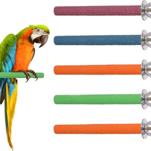 5 Pcs Parrot Perches Budgie Perch Bird Perches Bird Paw Grinding Stick Wooden Bird Perch Stand for Bird Parrot Cockatiel Budgie Perches for Cage Training Bird Cage Perches 20cm (S)