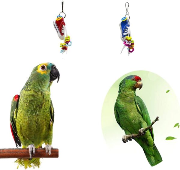 2Pcs Bird Chewing Toys Funny Shoes Parrot Toys Mini Parrot Toys Parrot Cage Bite Toys Bird Swing Toys for Small Parrots (Random Color) - Image 8