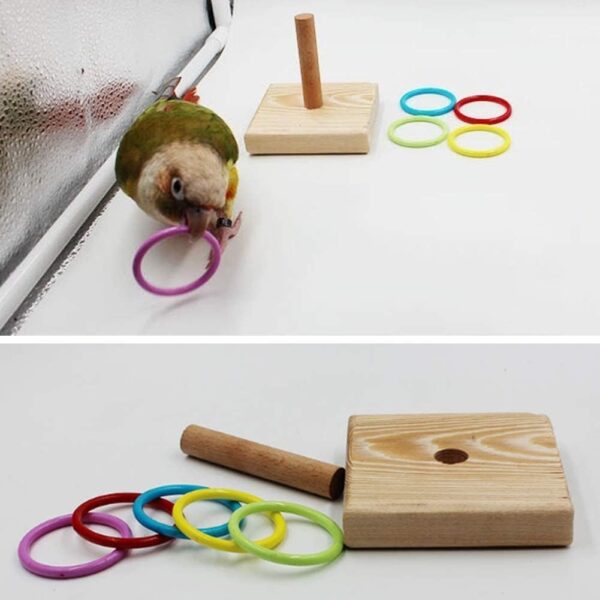 Yunmoxiao Bird Training Ring Toy, Wooden Ring Tower Bird Trick Tabletop Toys, Bird Educational Toys for Parrot Parakeet Budgie Lovebird Intelligence Training - Image 5