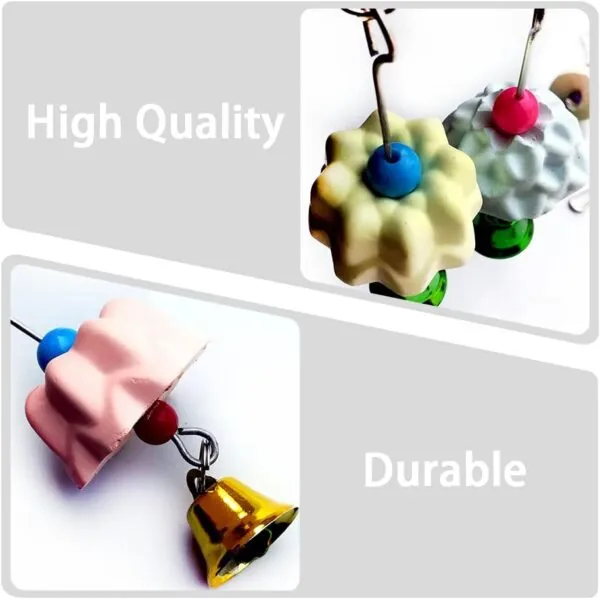 PENKOHOME 3 Pcs Bird Chewing Toys Bird Beak Grinding Stone With Bells Rat Mineral Lava Rock Block Chewing Toys for Parrot - Image 3