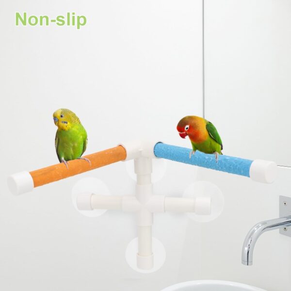 Portable Suction Cup Bird Window and Shower Perch Toy for Bird Parrot Macaw Cockatoo African Greys Budgies Parakeet Bath Double Stand Perch Toy - Image 6