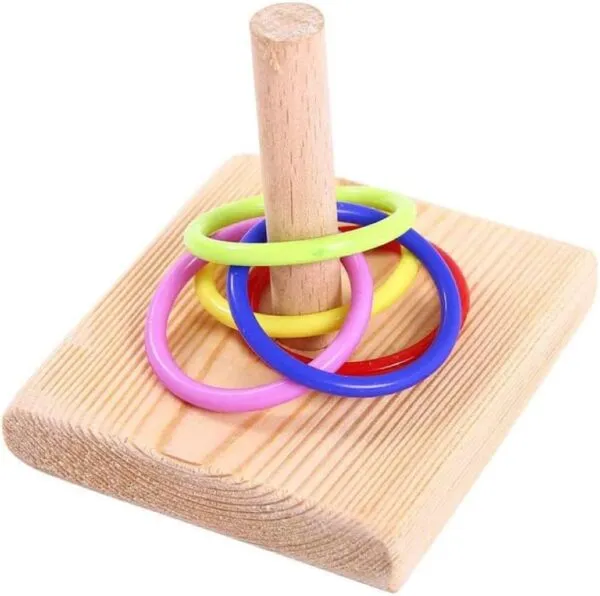 Yunmoxiao Bird Training Ring Toy, Wooden Ring Tower Bird Trick Tabletop Toys, Bird Educational Toys for Parrot Parakeet Budgie Lovebird Intelligence Training - Image 4