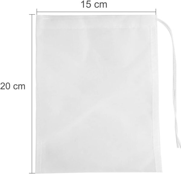 SLSON 5 Pcs Media Filter Bag Aquarium Fine 180 Micron Mesh Filter Bags Reusable Nylon Drawstring Bags for Fish Tank Activated Carbon,Charcoal,Bio Balls Filter Accessories,White - Image 2
