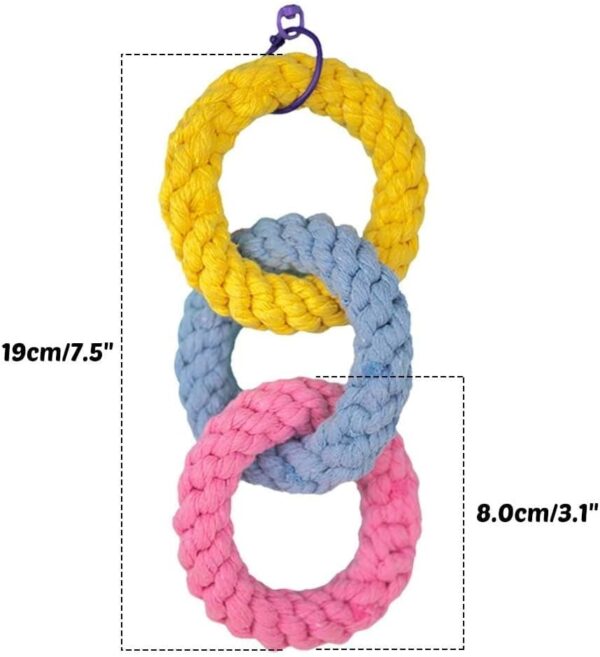 MEISH Hanging Three-Ring Climbing Toys Sugar Glider Swing Cage Toy Climbing Exercising Plaything Pet Toy for Parrots Hamster Bird - Image 2