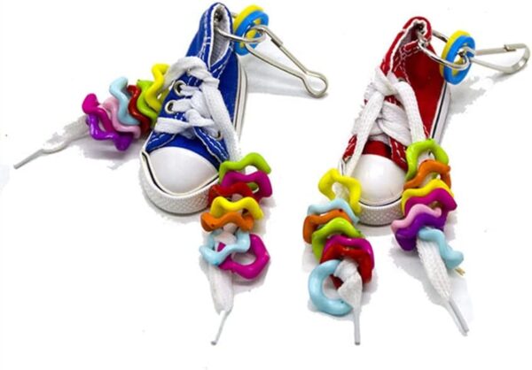 2Pcs Bird Chewing Toys Funny Shoes Parrot Toys Mini Parrot Toys Parrot Cage Bite Toys Bird Swing Toys for Small Parrots (Random Color) - Image 3