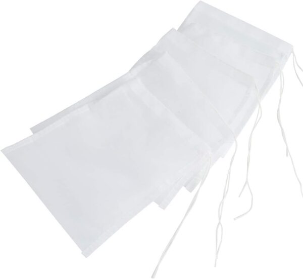 SLSON 5 Pcs Media Filter Bag Aquarium Fine 180 Micron Mesh Filter Bags Reusable Nylon Drawstring Bags for Fish Tank Activated Carbon,Charcoal,Bio Balls Filter Accessories,White - Image 5
