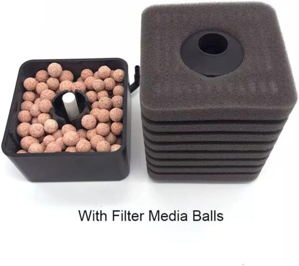 Tigerlily Enterprises Fish Tank Filter, Submersible Sponge Filters For Aquarium With 1 Spare Sponge and Bio-Media Ceramic Balls. For Freshwater and Saltwater Aquariums - SMALL - Image 6