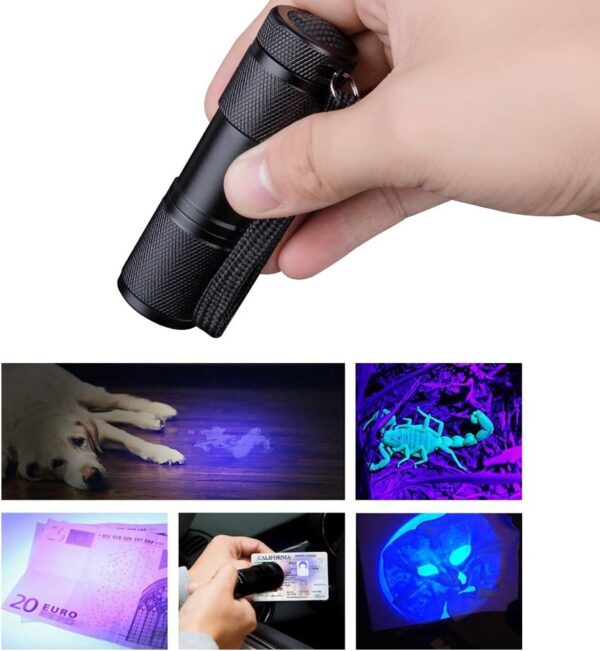 Vagocom LED Blacklight UV Flashlight, Portable 9LED 395nm Black Light Ultraviolet Lamp Detector for Dog Pet Urine,Stains,Good Work with Pet Odor Eliminator(1 Pack,Battery Included) - Image 2